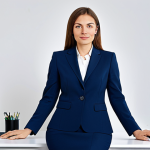 Business Professional**

"A professional businesswoman in a modest dark blue business suit, sitting at a clean, modern desk in a bright, contemporary Moscow office, fully clothed, appropriate attire, safe for work, perfect anatomy, correct proportions, natural pose, professional photography, high quality, family-friendly."

**
