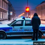 Home 16 음주운전 가해자의 법적 처벌 기준 - A realistic street scene in a modern Russian city showing a police officer conducting a sobriety che...